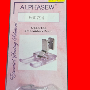 new sewing machine alphasew 2 piece snap on system (bottom) low shank open toe embroidery foot. part # p60794